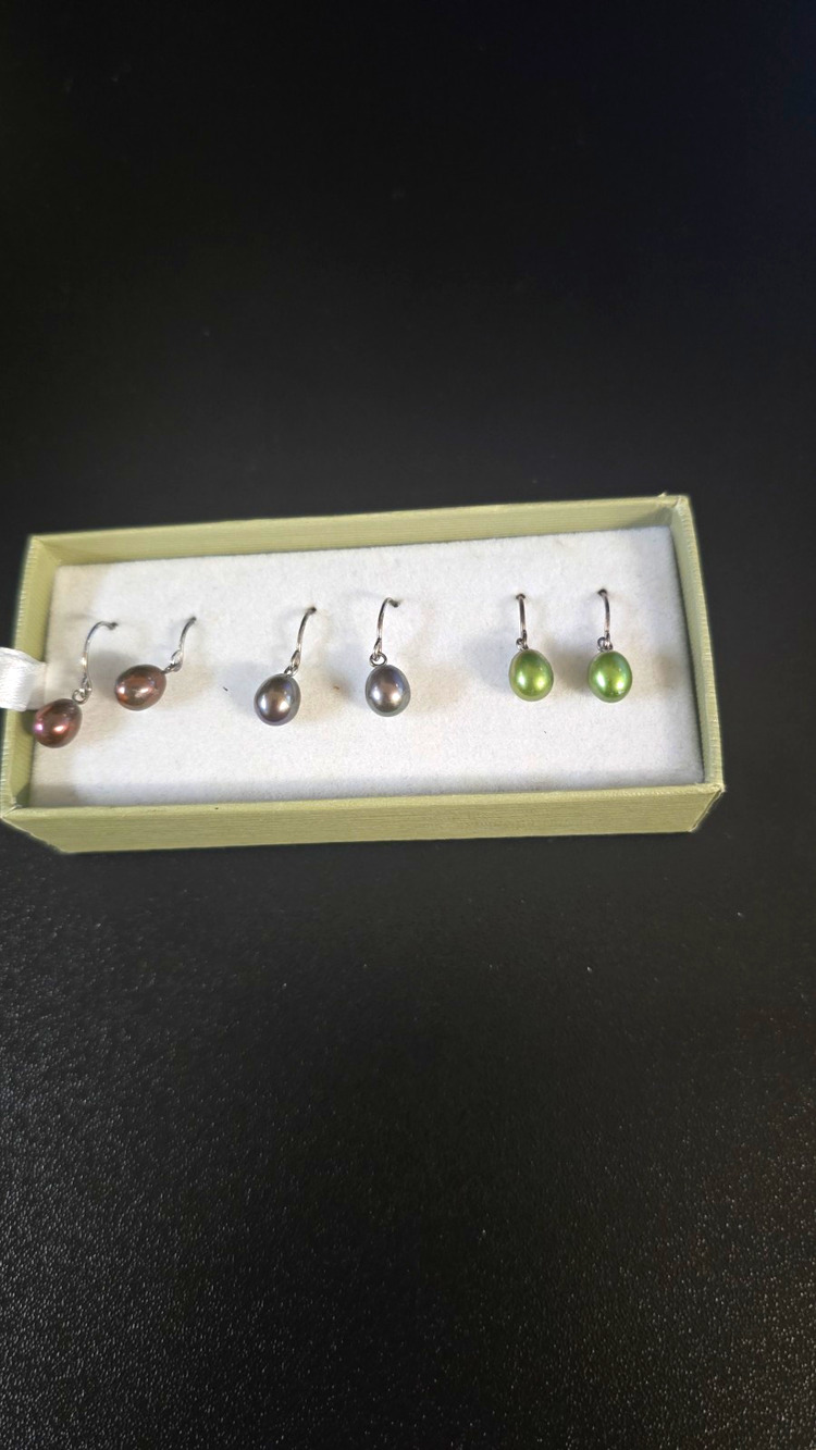 Honora 925 Sterling Silver Multi-Color Pearl Drop Earring Set (No Box Lid)